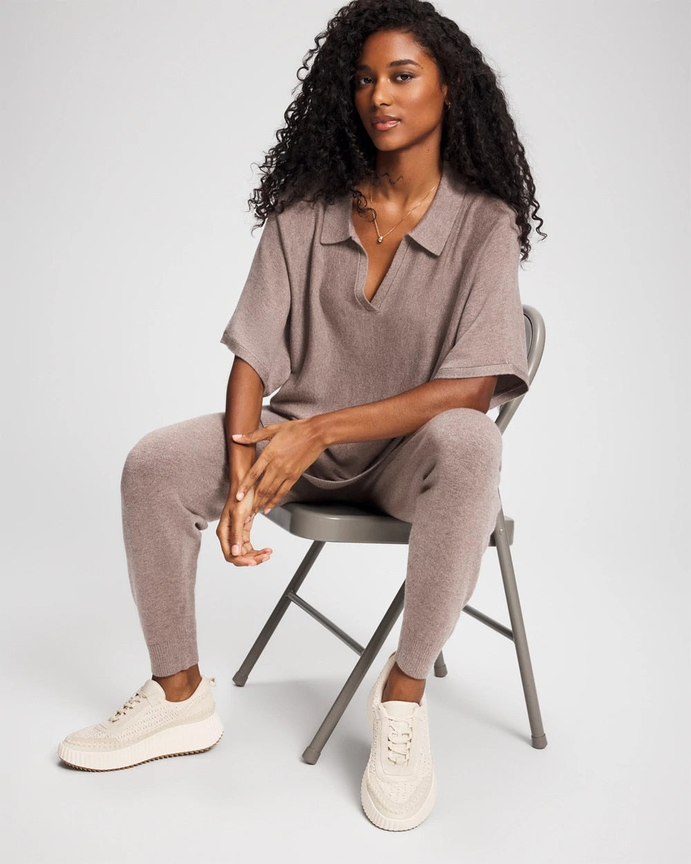 Premier Knit Sweater Collared Top - HEATHER FAWN | Soma Women