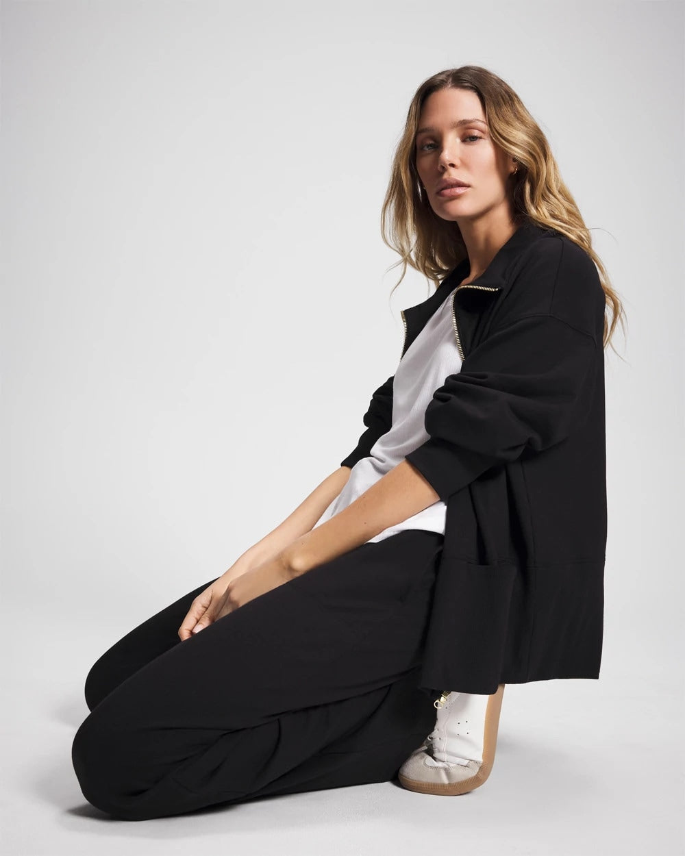 Essential Terry Straight Leg Pants - BLACK | Soma Women