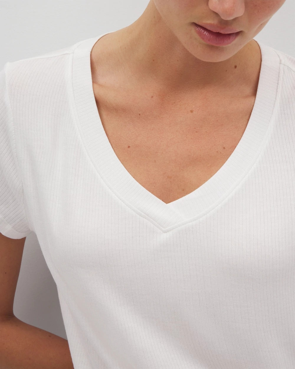 Rib Knit V-Neck Tee - OPTIC WHITE | Soma Women