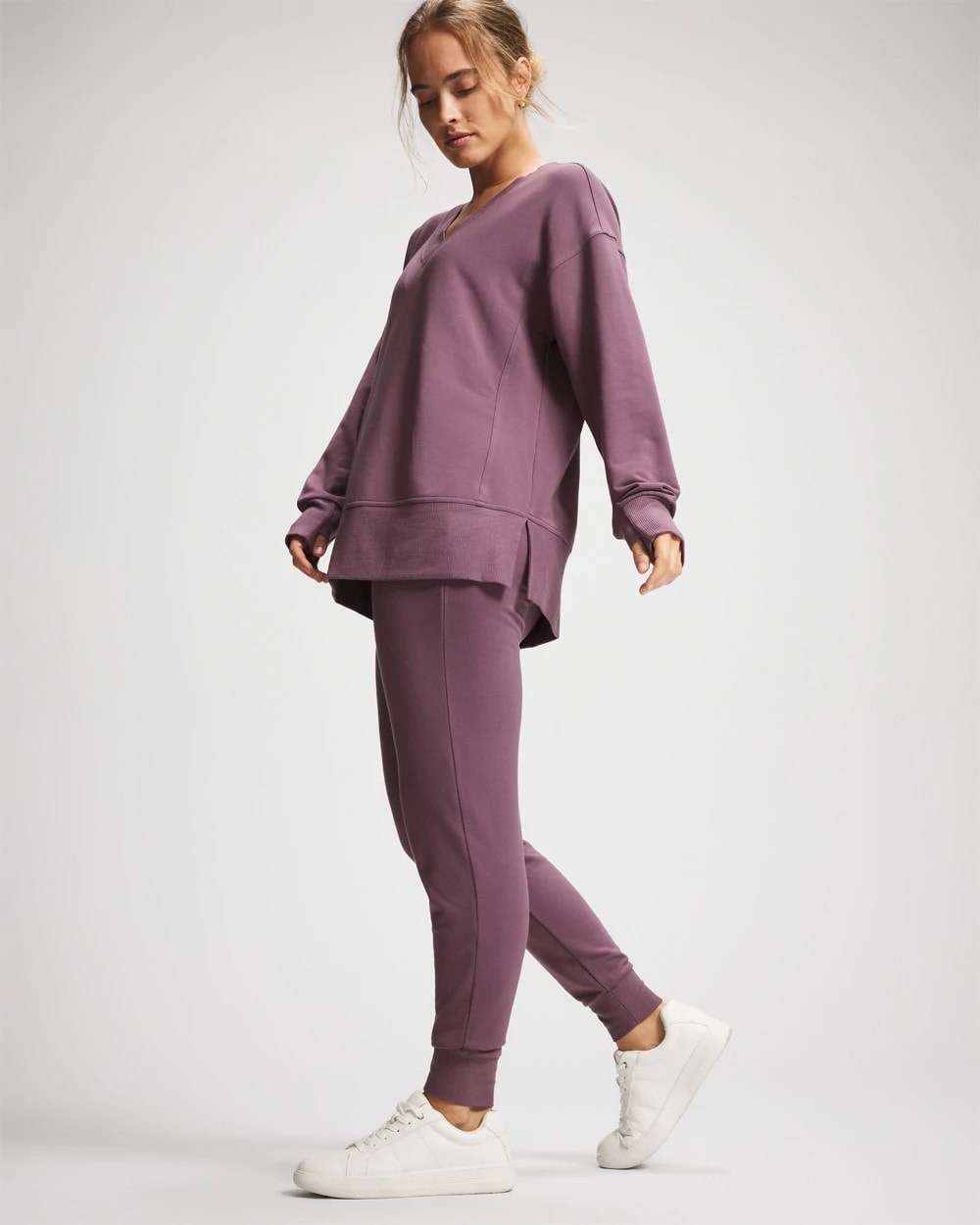 Ultrasoft Fleece V-Neck Sweatshirt - PURPLE FLINT | Soma Women
