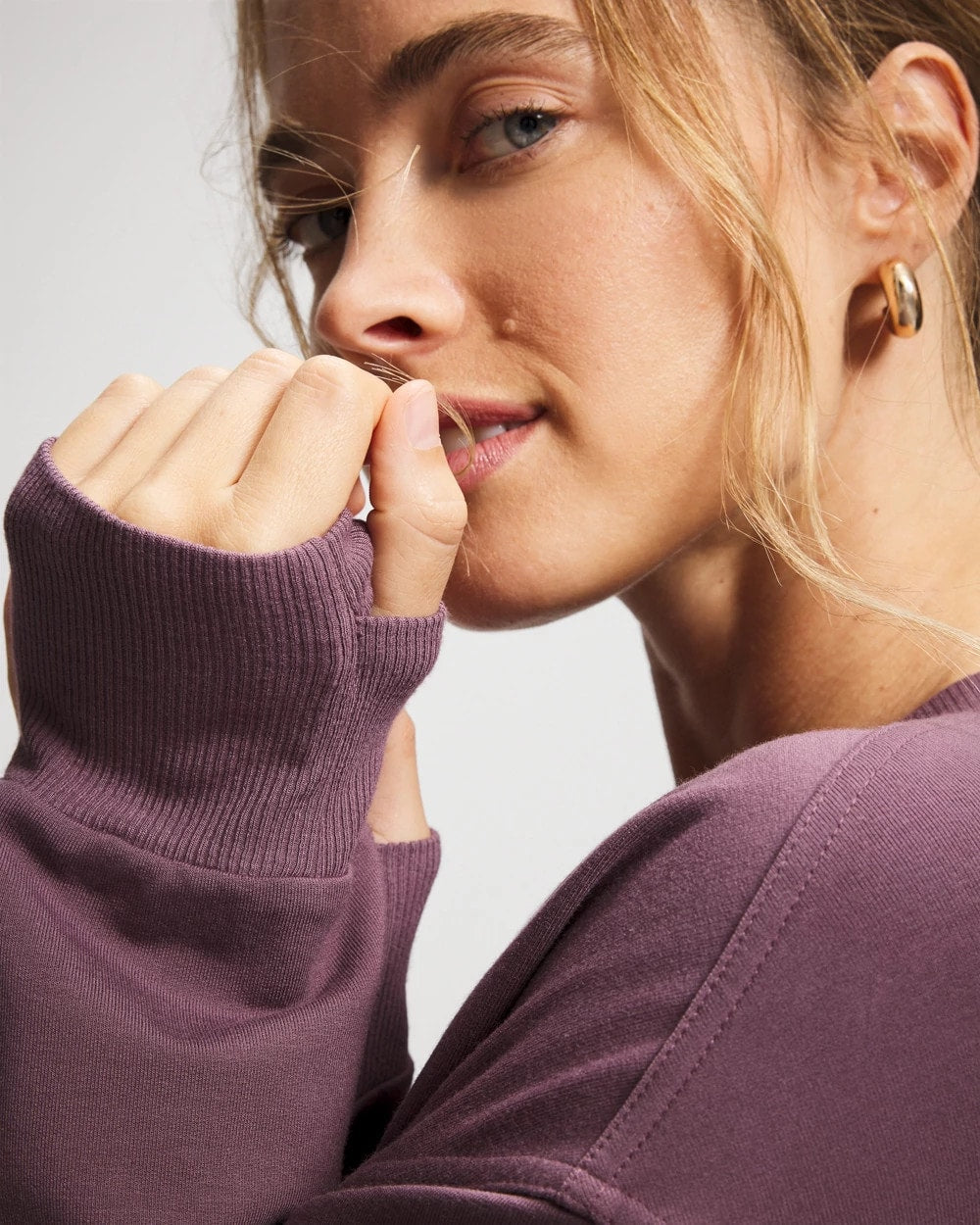 Ultrasoft Fleece V-Neck Sweatshirt - PURPLE FLINT | Soma Women