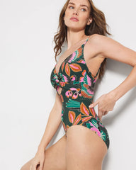 Twist-Front Keyhole One-Piece - PARROT-ISE LUSH EMERALD | Soma Women