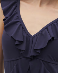 Beyond Control Solid Essentials Ruffle One-Piece - DARK NAVY | Soma Women