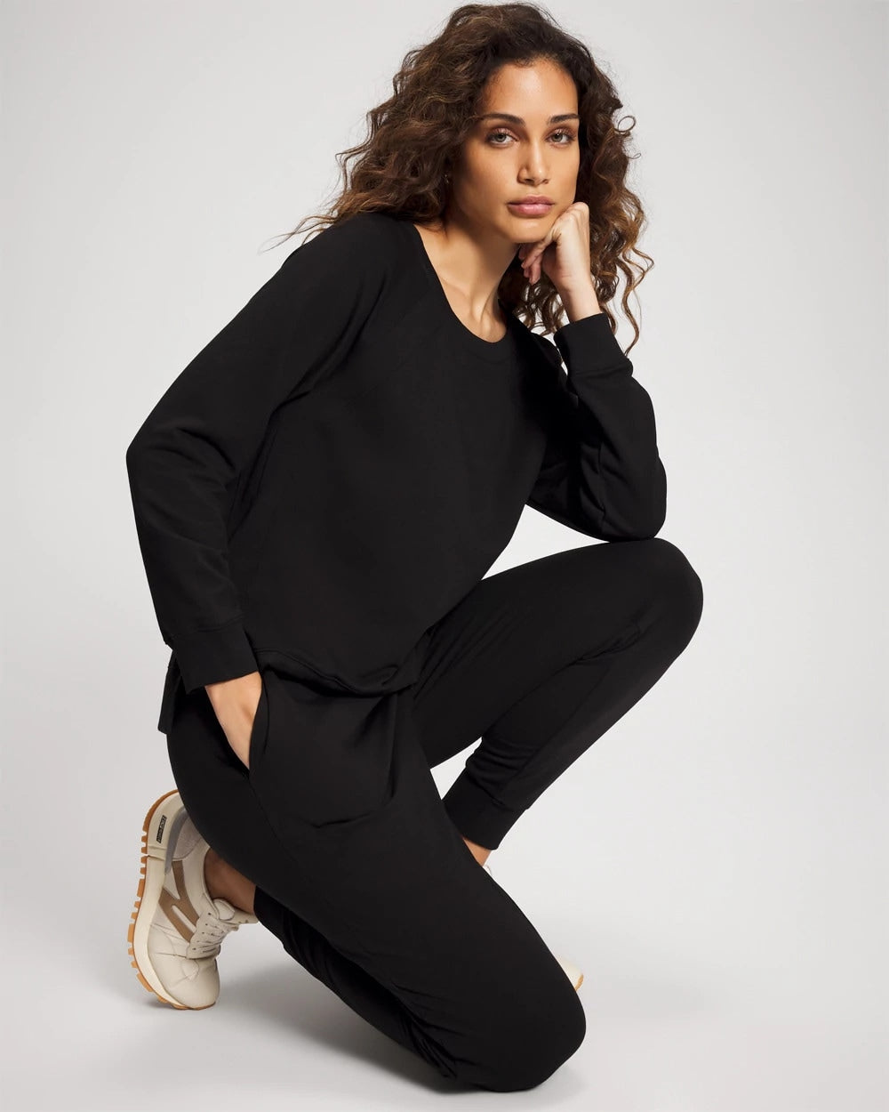 Essential Terry Crewneck Sweatshirt - BLACK | Soma Women