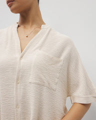 Crinkle Knit Relaxed Button-Up Top - PARCHMENT | Soma Women