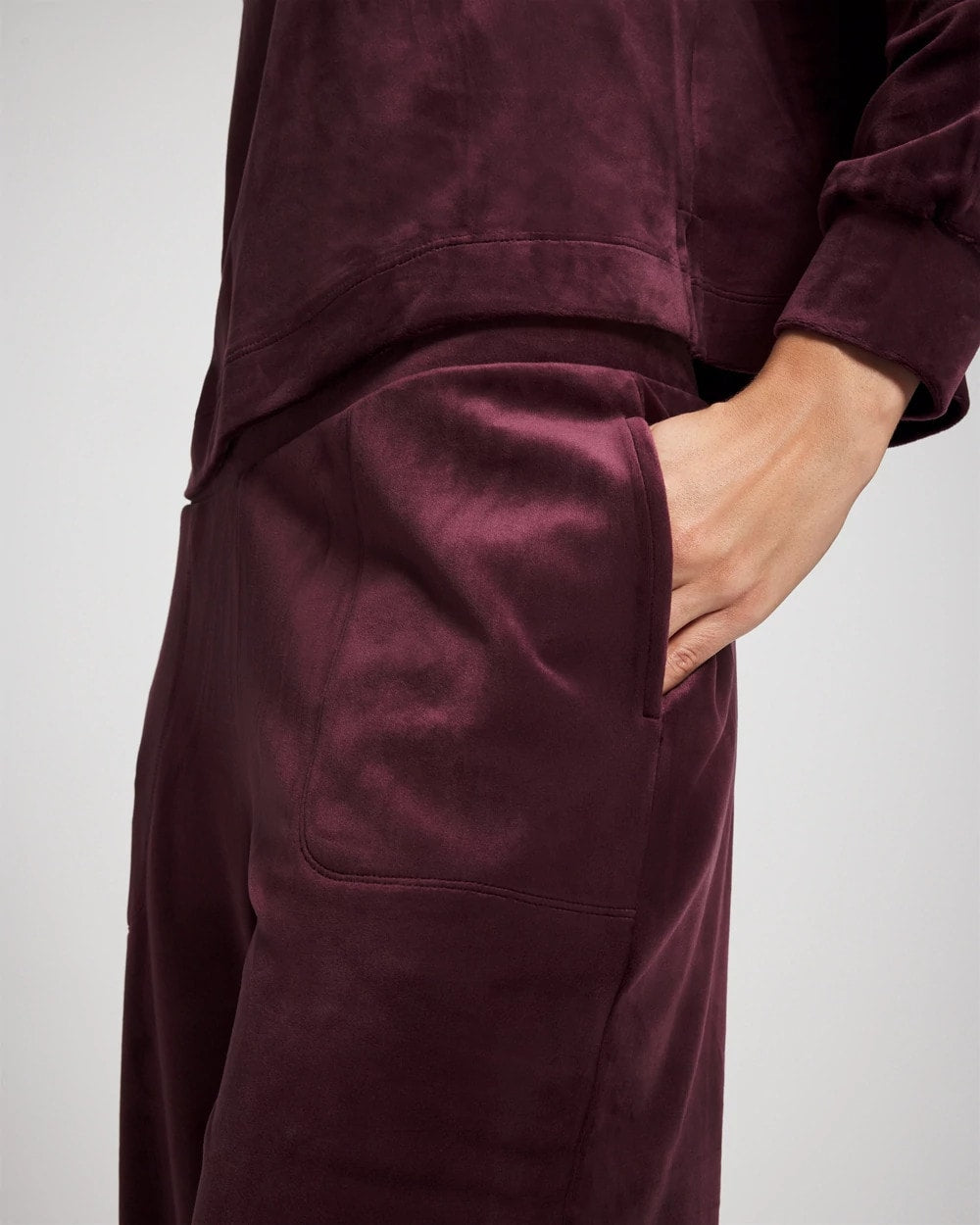 Velour Straight Leg Pants - MERLOT | Soma Women