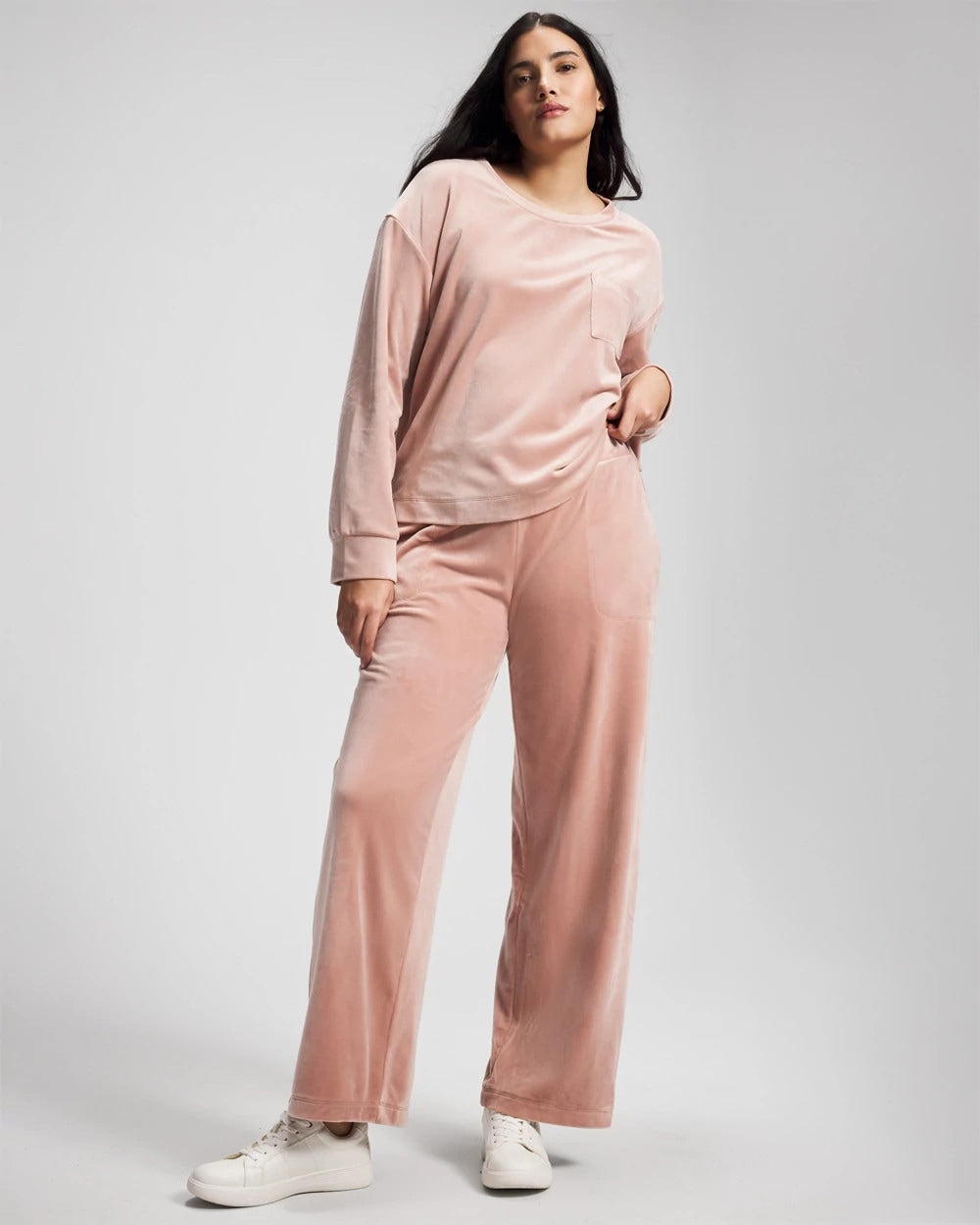 Velour Straight Leg Pants - ADOBE ROSE | Soma Women