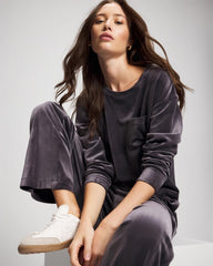 Velour Straight Leg Pants - GRAY INK | Soma Women