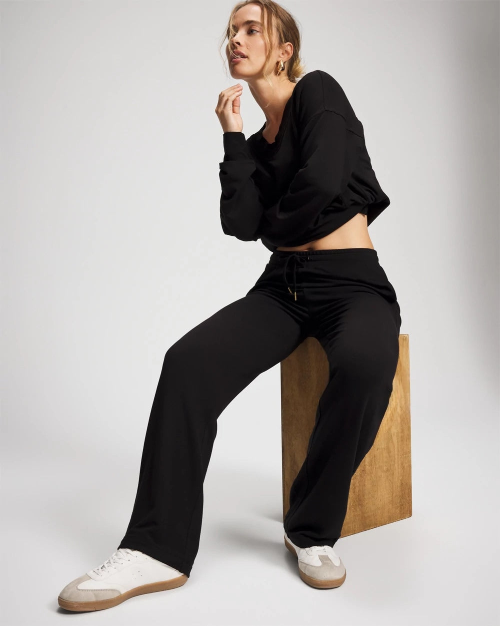 Ultrasoft Fleece Straight Leg Pant - BLACK | Soma Women