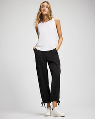 Satin Relaxed Cargo Pant - BLACK | Soma Women