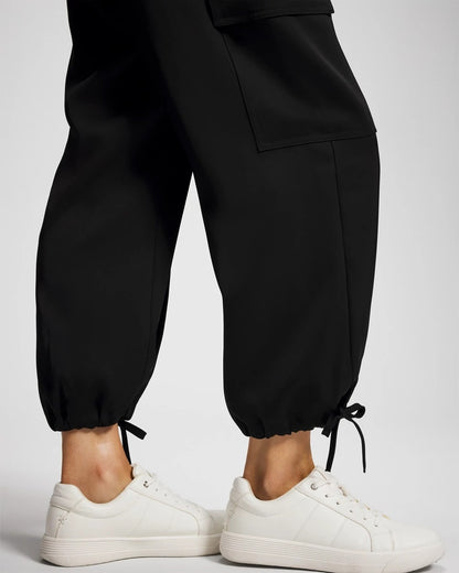Satin Relaxed Cargo Pant - BLACK | Soma Women