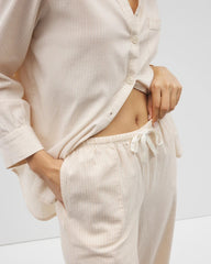 Beach Cotton Crop Pant - PALE SAND STRIPE | Soma Women