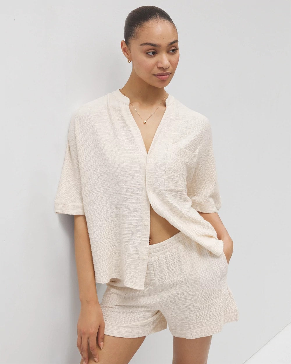 Crinkle Knit 5 Inch Short - PARCHMENT | Soma Women