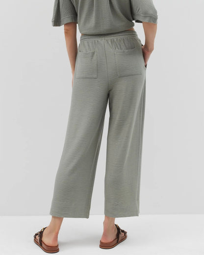 Crinkle Knit Wide Leg Pant - RESTORATION GREEN | Soma Women