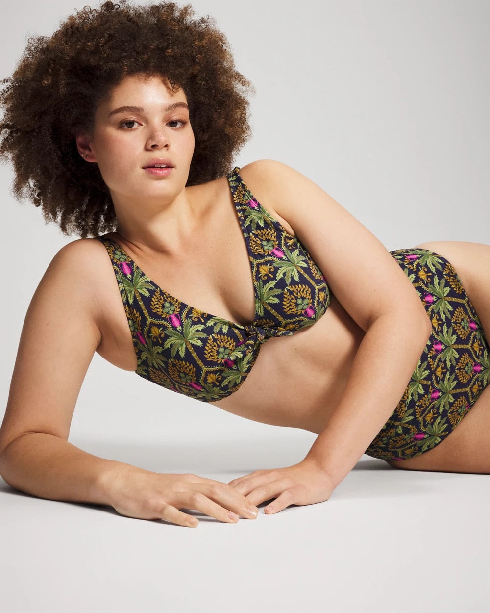 Tie Front Bikini Top - PALMY PATTERNS NAVY | Soma Women
