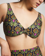 Tie Front Bikini Top - PALMY PATTERNS NAVY | Soma Women