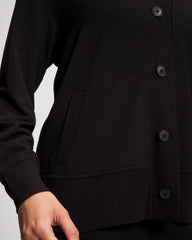 Ultrasoft Fleece Relaxed Button Up Cardigan - BLACK | Soma Women