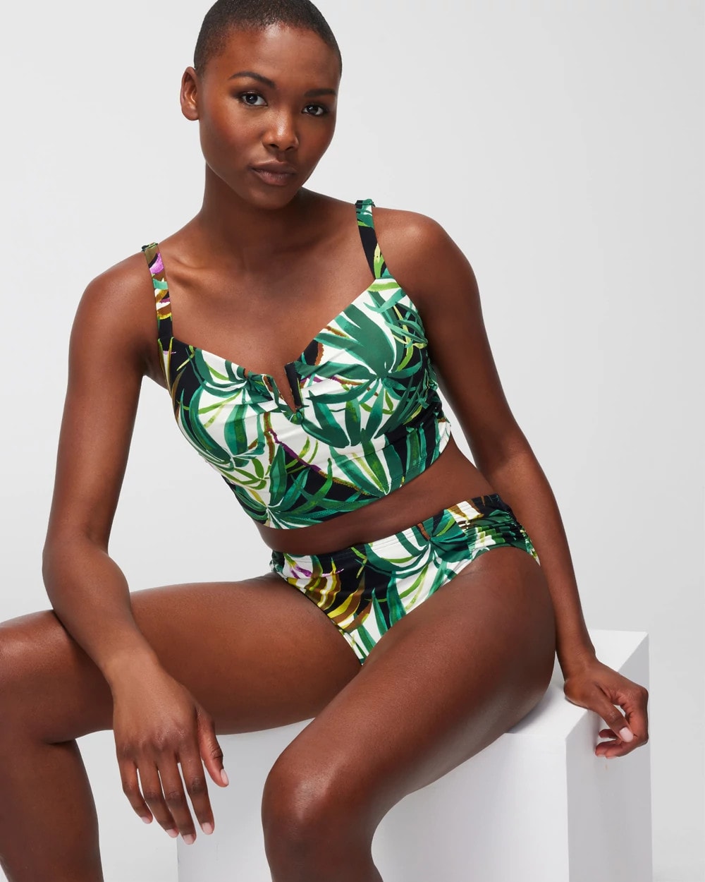 V-Wire Cropped Bikini Top - BUNGALOW PALMS MINI IVORY | Soma Women