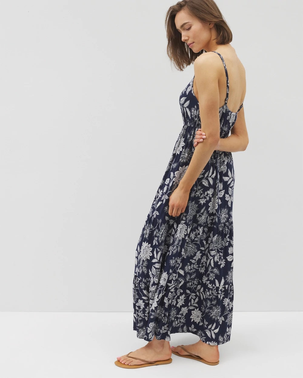 Rio Maxi Bra Dress - MEANDERING GARDEN A NAVY | Soma Women