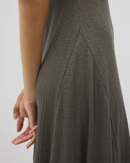 Rib Square Neck Lounge Dress - DARK GRAY OLIVE | Soma Women