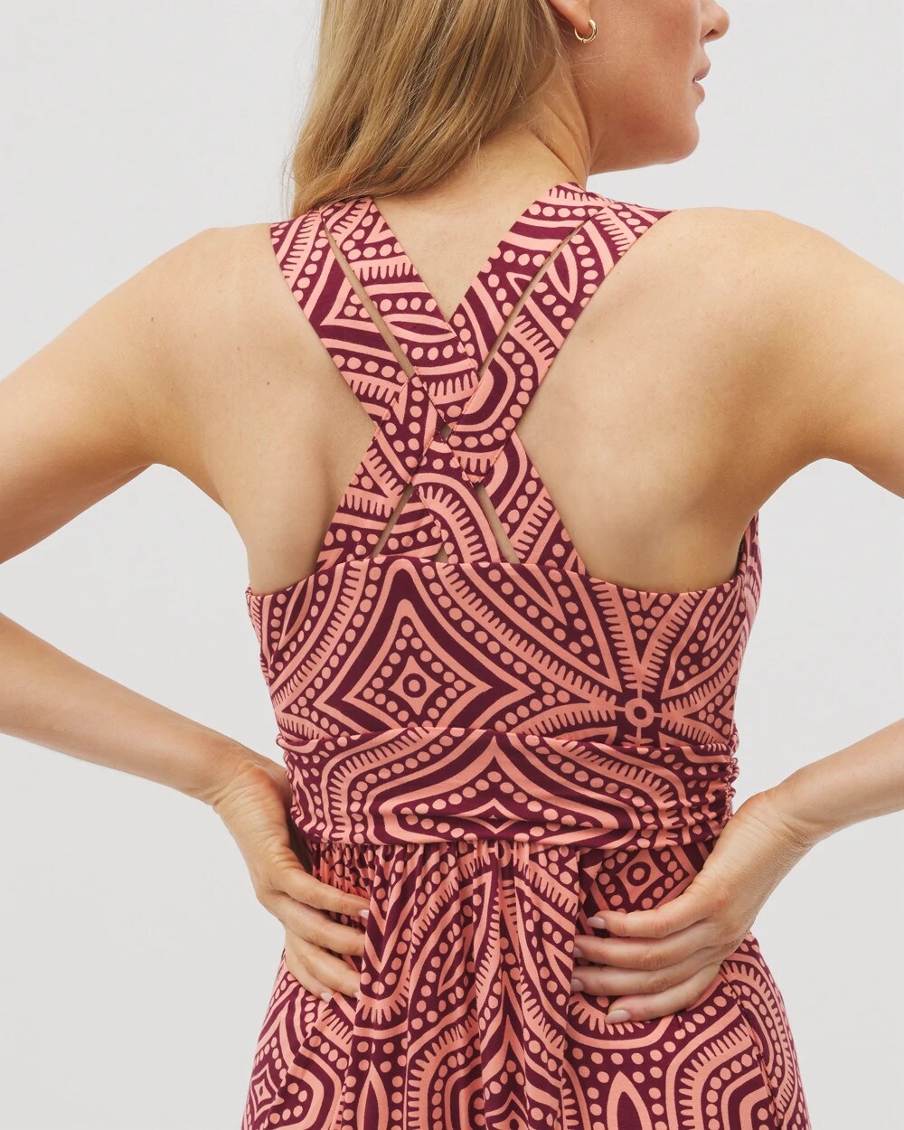 Isla Cross Back Maxi Bra Dress - GOA GEO GRAND VELVET PLUM | Soma Women