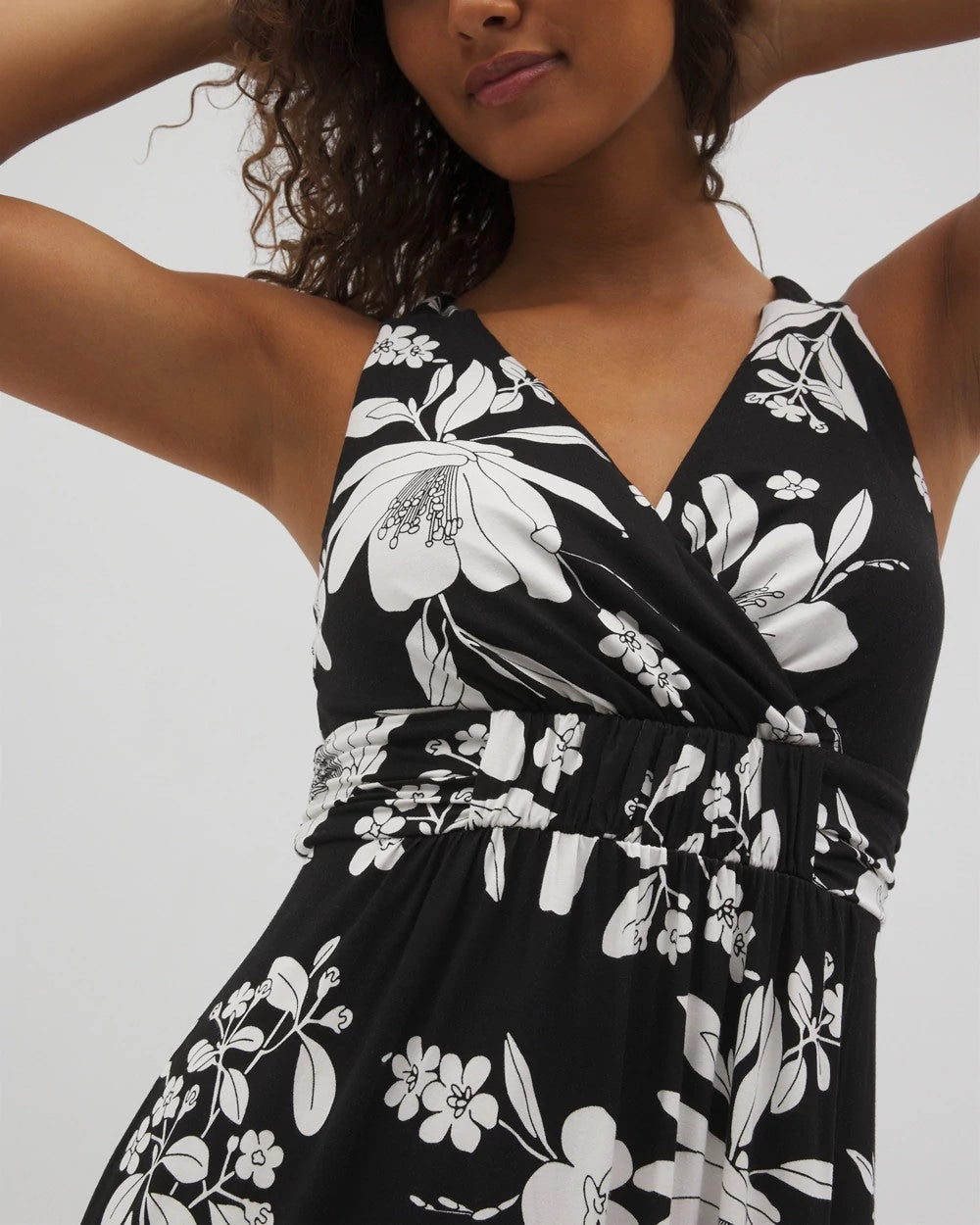 Isla Cross Back Maxi Bra Dress - PLUMERIA DREAM G BLACK | Soma Women