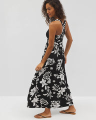 Isla Cross Back Maxi Bra Dress - PLUMERIA DREAM G BLACK | Soma Women