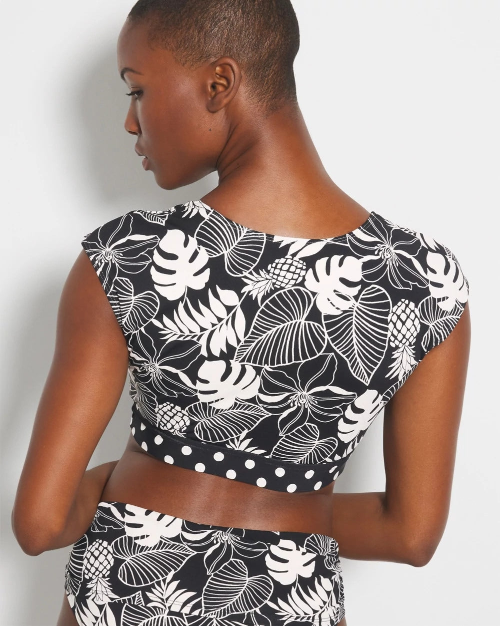 Double Trouble Cap-Sleeve Crop Top - BLACK | Soma Women