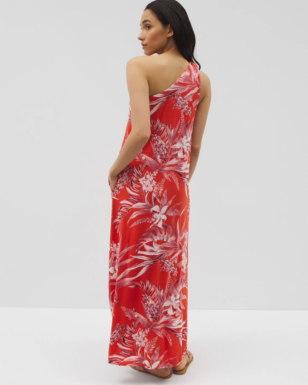 One-Shoulder Maxi Bra Dress - PALM PERFECT G GOJI BERRY | Soma Women