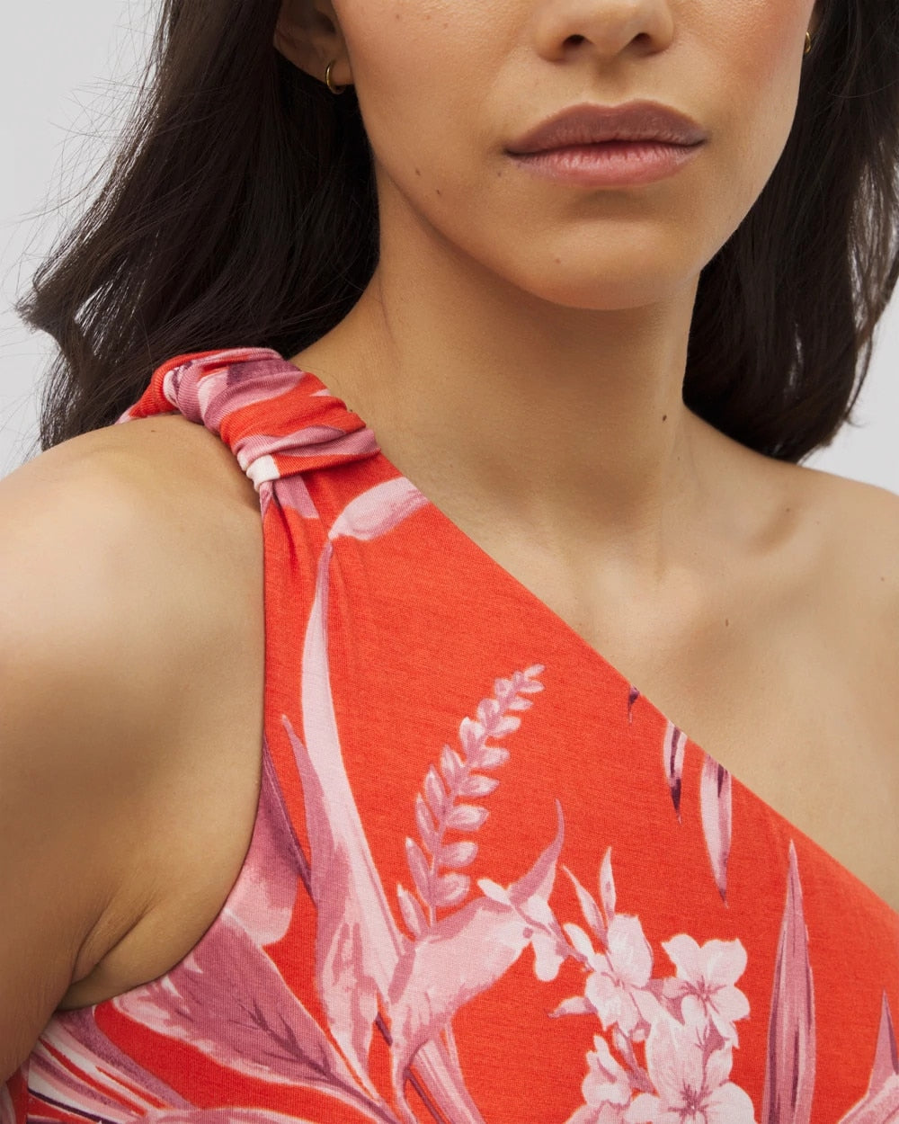 One-Shoulder Maxi Bra Dress - PALM PERFECT G GOJI BERRY | Soma Women