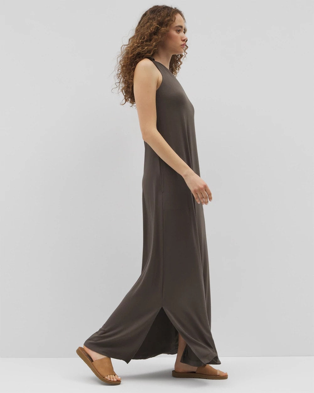 One-Shoulder Maxi Bra Dress - DARK GRAY OLIVE | Soma Women