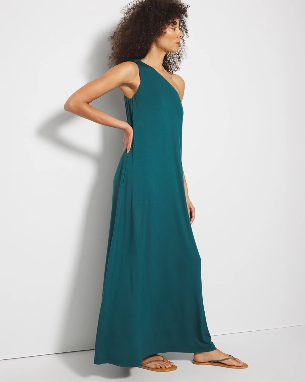 One-Shoulder Maxi Bra Dress - DEEP TEAL | Soma Women