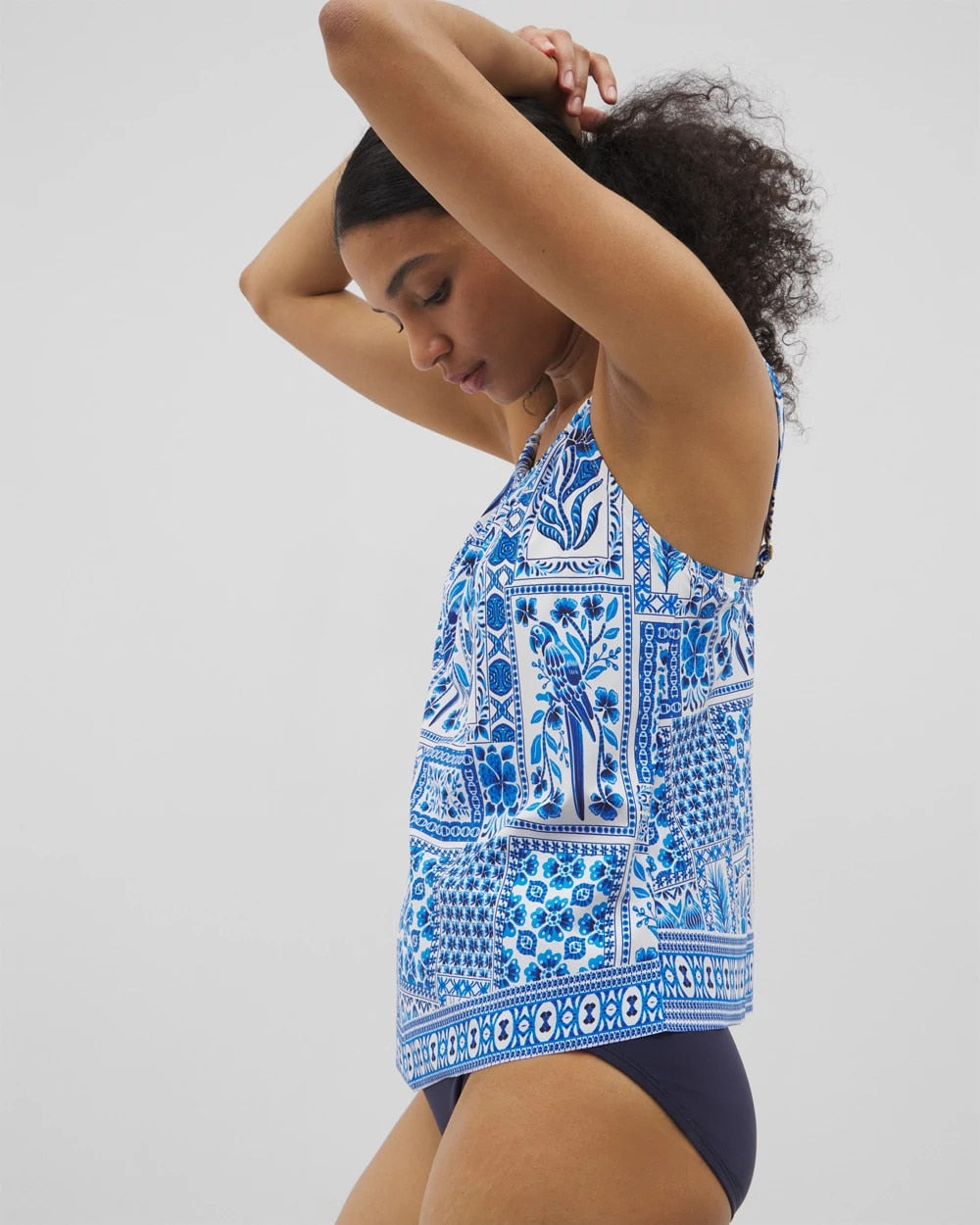 Beyond Control Sea Life High-Neck Tankini Top - WHITE MULTI | Soma Women