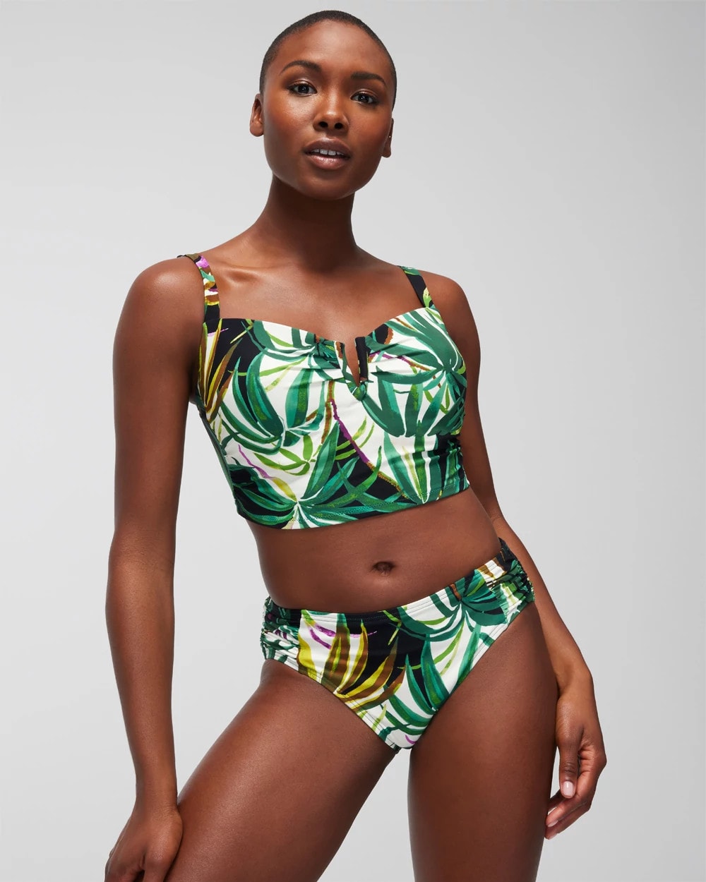 Ruched Bikini Bottoms - BUNGALOW PALMS MINI IVORY | Soma Women