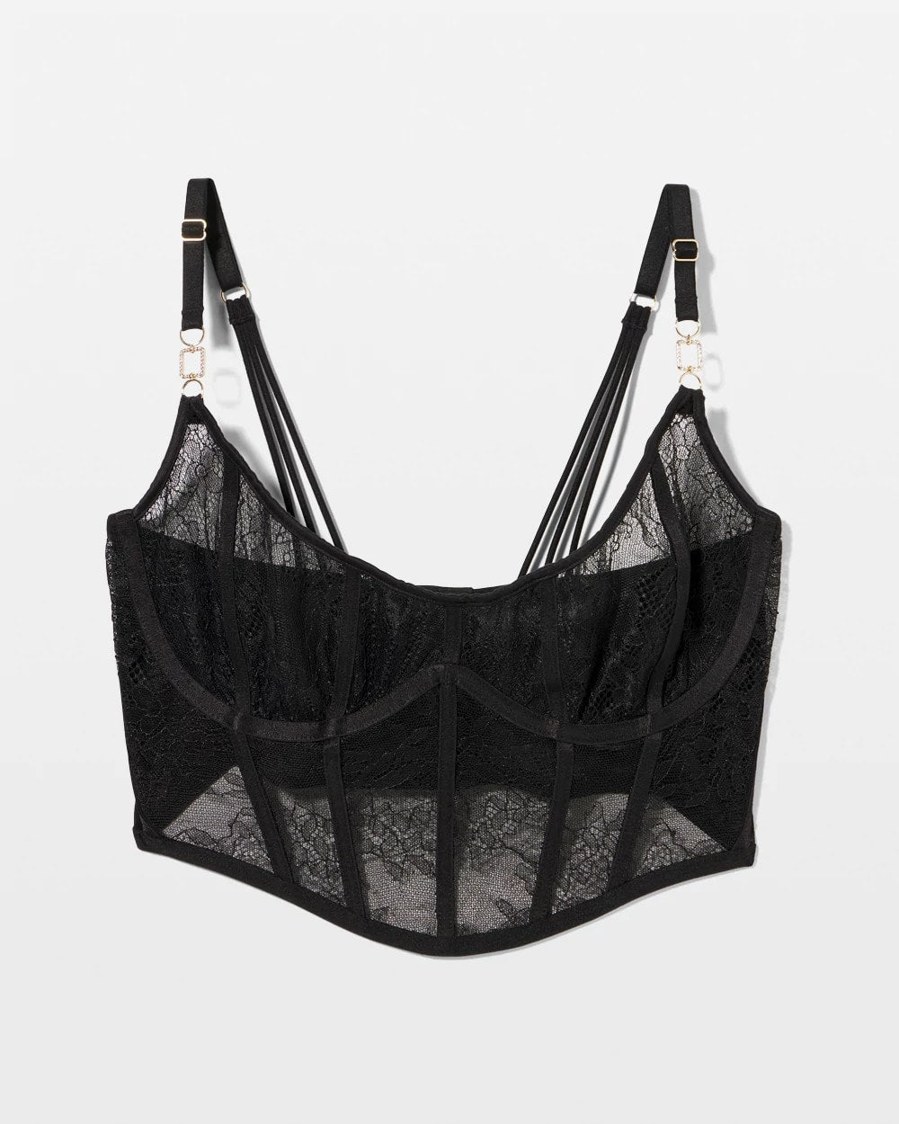 Sheer Glam Long Line Scoop Bralette - BLACK | Soma Women