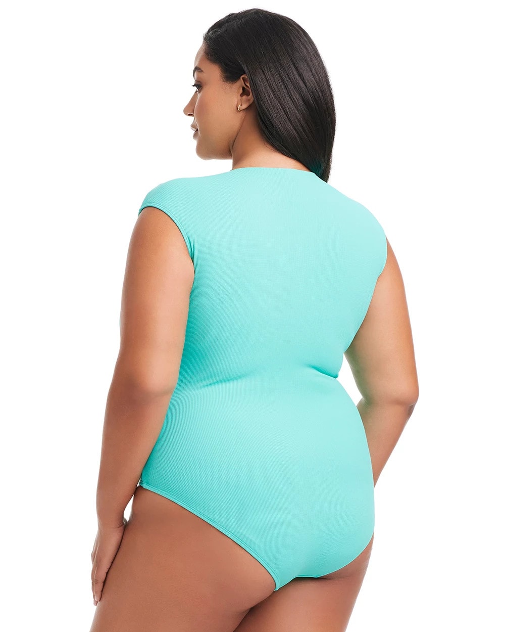 Pique Ole Cap Sleeve Surplice One Piece - TAHITI TEAL | Soma Women