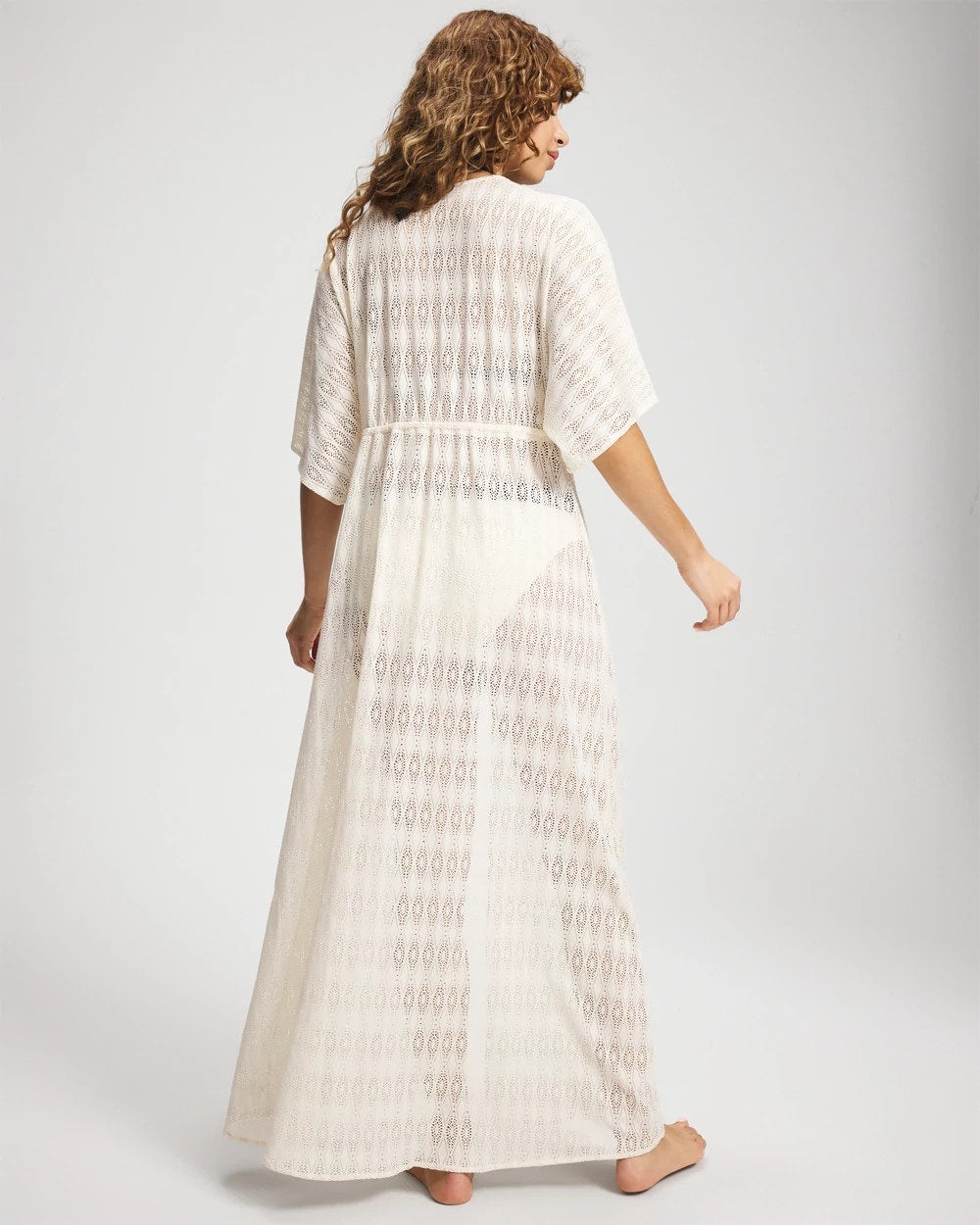 Sunkissed Crochet Open-Front Caftan - COCONUT WATER | Soma Women