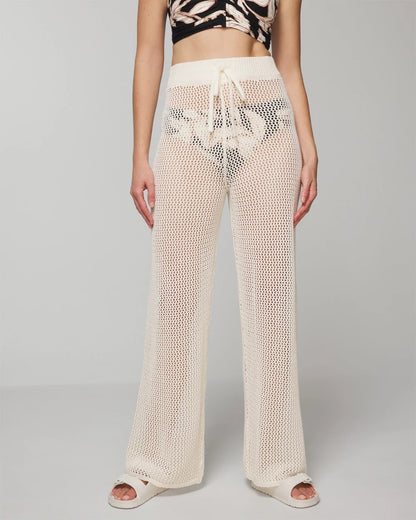 Cotton Crochet-Style Wide-Leg Pants - COCONUT | Soma Women