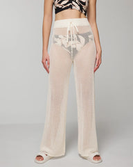 Cotton Crochet-Style Wide-Leg Pants - COCONUT | Soma Women