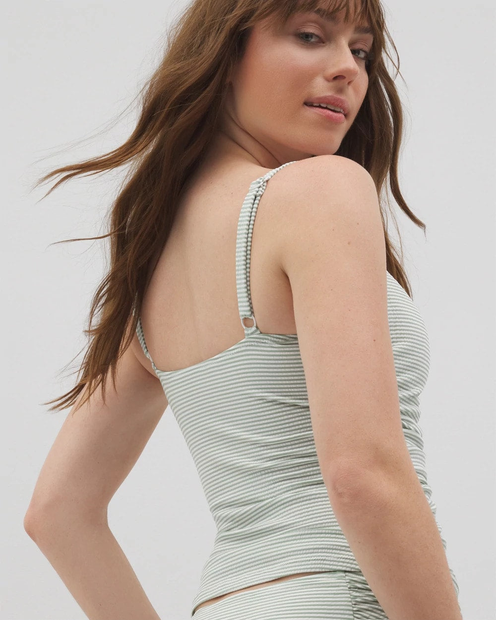 V-Wire Tankini Top - GREEN SEERSUCKER | Soma Women