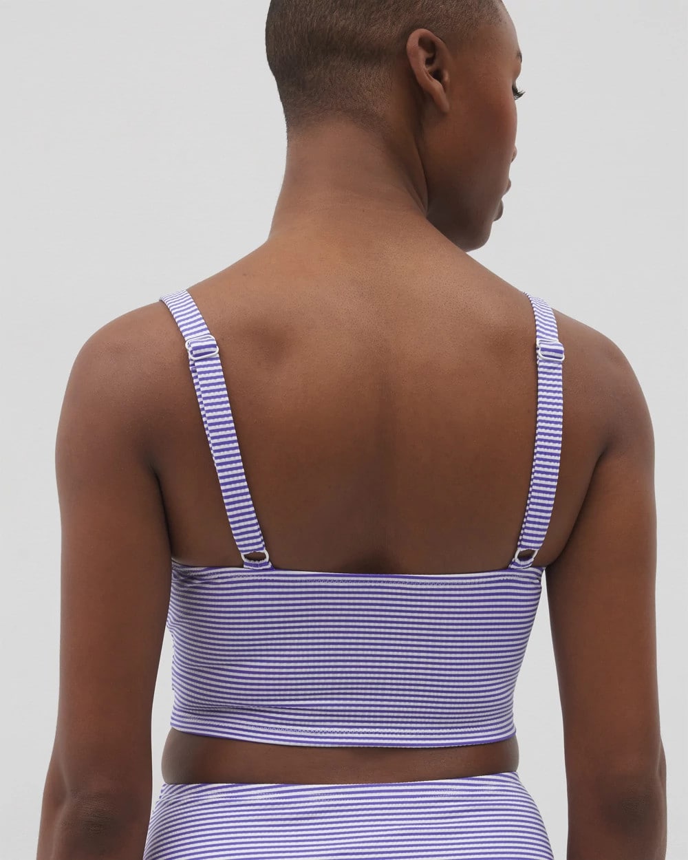 Seersucker V-Wire Cropped Bikini - BLUE SEERSUCKER | Soma Women