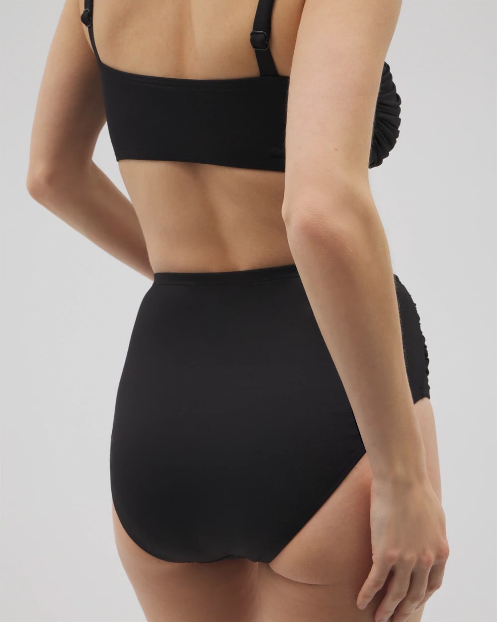 Ruched High-Waist Bikini Bottom - BLACK | Soma Women