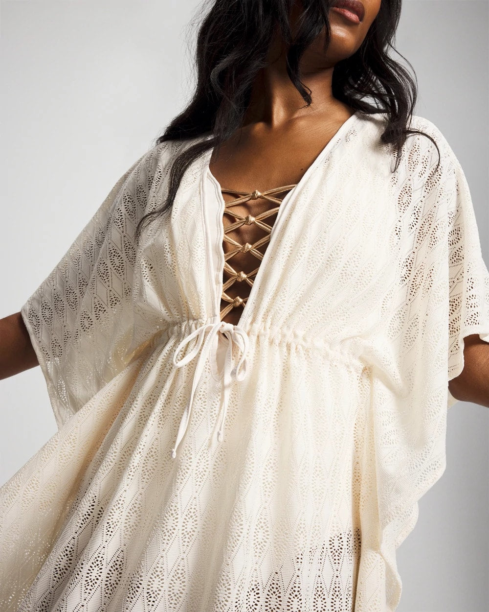 Sunkissed Crochet Chiffon Caftan - COCONUT WATER | Soma Women