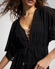 Sunkissed Crochet Open-Front Caftan - BLACK | Soma Women