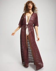 Sunkissed Crochet Open-Front Caftan - COFFEE | Soma Women