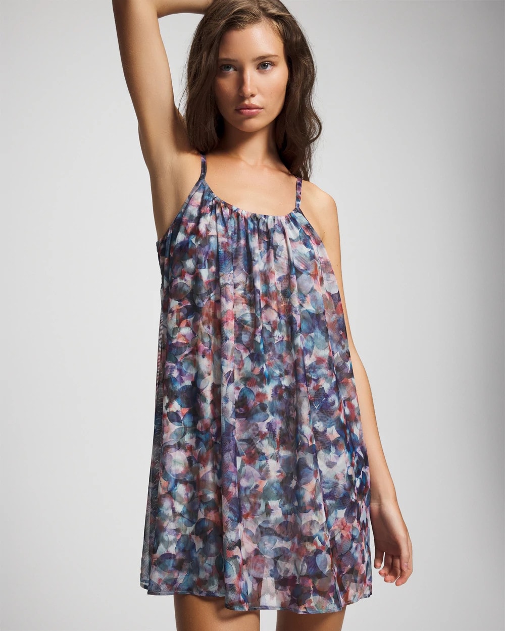 Mesh Ruched Chemise - PETAL MOSAIC PETROL | Soma Women
